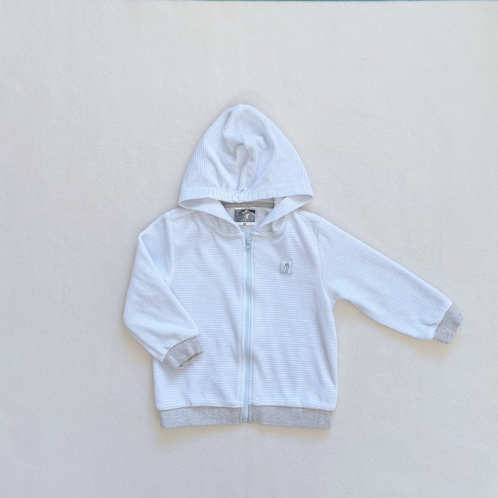 Baby Toddler Unisex Hooded Zip-up Brushed Cotton Striped Sweatshirt 18-24M 86CM